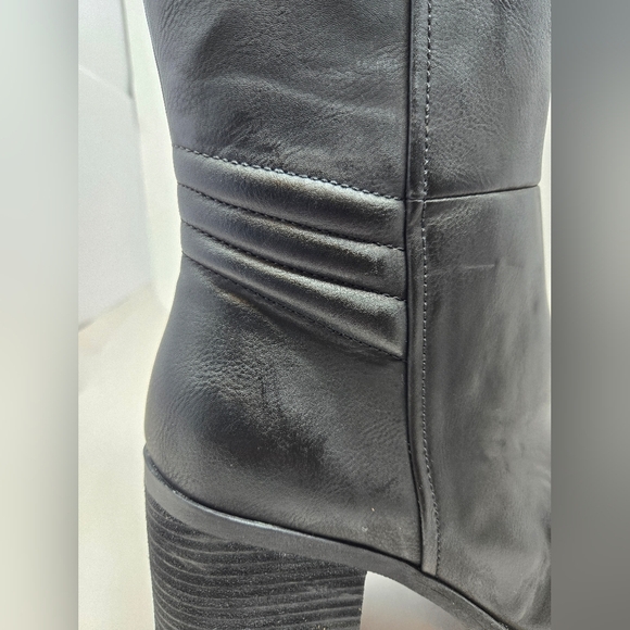 Korks Women's Black Faux Leather Boots Sz 8.5M Big Block Stacked Heels Casual - Picture 8 of 11